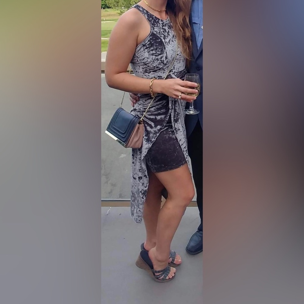 Grey/Silver Velvet Dress